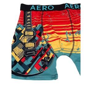 Aero Boxer Briefs Performance Underwear Guitar 4Pk Large 36-38 Stretch RockNRoll